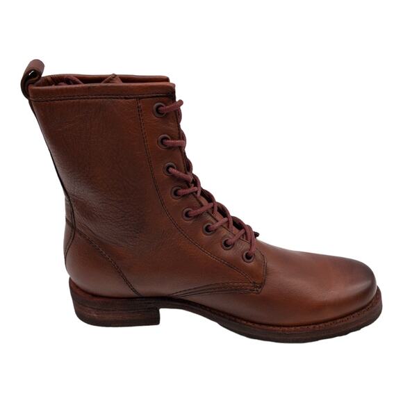 Frye Veronica Combat Boots  Leather Lace Up Heeled Red Clay Women's  8.5 - Picture 3 of 13